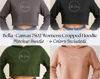 Bella+Canvas Cropped Hoodie Mockup Bundle: Bella Canvas 7502 Cropped Sweatshirt, Boho Fall Mockups (JPG-filer)