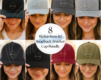 Richardson Snapback Trucker Cap Mockup Bundle, Dad Hat Mocks Richardson 112, Female Trucker Cap Templates, R112 Dad Hat Mockups, Summerween