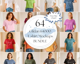 Gildan 64000 Mockup Bundle T-Shirt Mockup Bundle Gildan 64000 Bundle For Print on Demand Shirt Mockups Black Gildan 64000 Size Chart