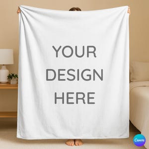 Blanket Mockup Template | Velveteen Plush Blanket Mock up | Boho Minky Blanket Mock-up | PSD Canva Drag & Drop PNG Overlay| Blank Printify