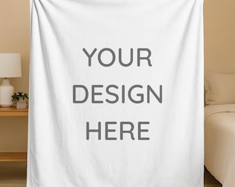 Velveteen Blanket Mockup Template: Canva Drag & Drop, Plush, Minky, Boho Mock-up - PNG Overlay