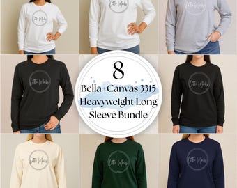 Bella Canvas 3315 Mockup Bundle: Unisex Heavyweight Long Sleeve Tee Mocks, Simple Neutral Boho Women's Tshirt Mock-Ups (JPGs)