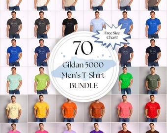 Gildan 5000 Mockup Bundle: Mens G5000 Tee Shirt Mocks, Unisex Heavy Cotton T-Shirt (JPGs)