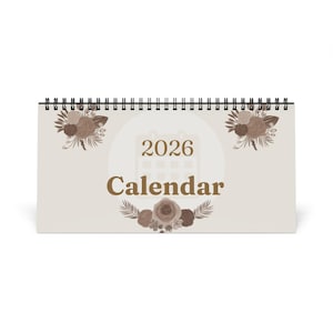 Elegant 2026 Desktop Calendar, Floral Calendar, Desk Organizer, Home Office Decor, Gift for Her, Personalized Calendar