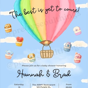 Animated BT21 Baby Shower Digital Instant Download | ARMY Mom BT21 Theme | BTS The Best is Yet to Come Baby Shower Invitation