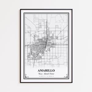 Amarillo Map Print, Amarillo Texas Wall Art Poster, Amarillo Custom Street Map, Amarillo Road Map Poster, Amarillo Modern Map Print