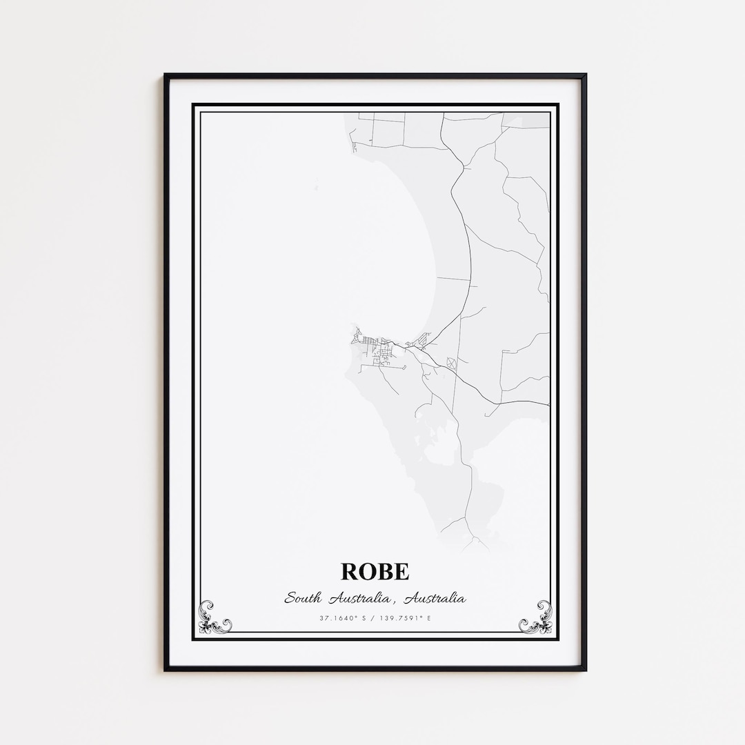 Bale Robe Map Rode Robe Map Print, Robe South Australia Wall Art Poster, Robe Custom ...