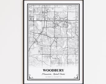 Woodbury Map Print, Woodbury Minnesota Wall Art Poster, Woodbury Custom Street Map, Woodbury Road Map Poster, Woodbury Map Gift