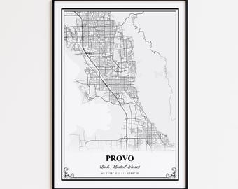 Provo Map Print, Provo Utah Wall Art Poster, Provo Custom Street Map, Provo Road Map Poster, Provo Map Gift, Provo Modern Map Print