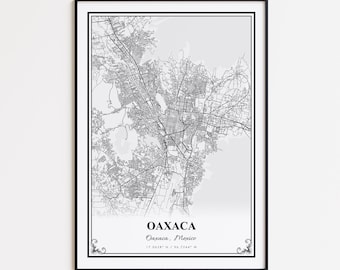 Oaxaca Map Print, Oaxaca Mexico Wall Art Poster, Oaxaca Custom Street Map, Oaxaca Map Gift, Oaxaca Road Map Poster, Oaxaca Modern Map Print