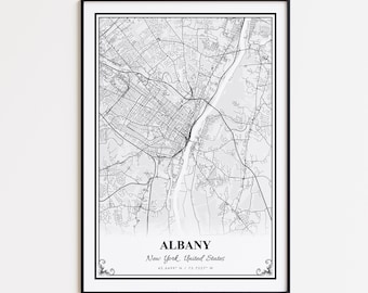 Albany Map Print, Albany New York Wall Art Poster, Albany Custom Street Map, Albany Map Gift, Albany Modern Map Print
