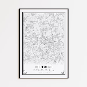 Dortmund Map Print, Dortmund North Rhine-Westphalia Wall Art Poster, Dortmund Custom Street Map, Dortmund Road Map Poster, Dortmund Map Gift