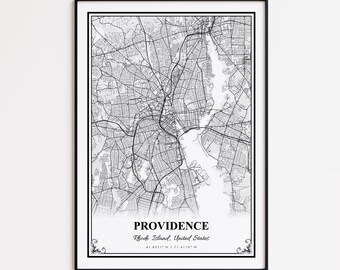Providence Map Print, Providence Rhode Island Wall Art Poster, Providence Custom Street Map, Providence Road Map Poster, Providence Map Gift