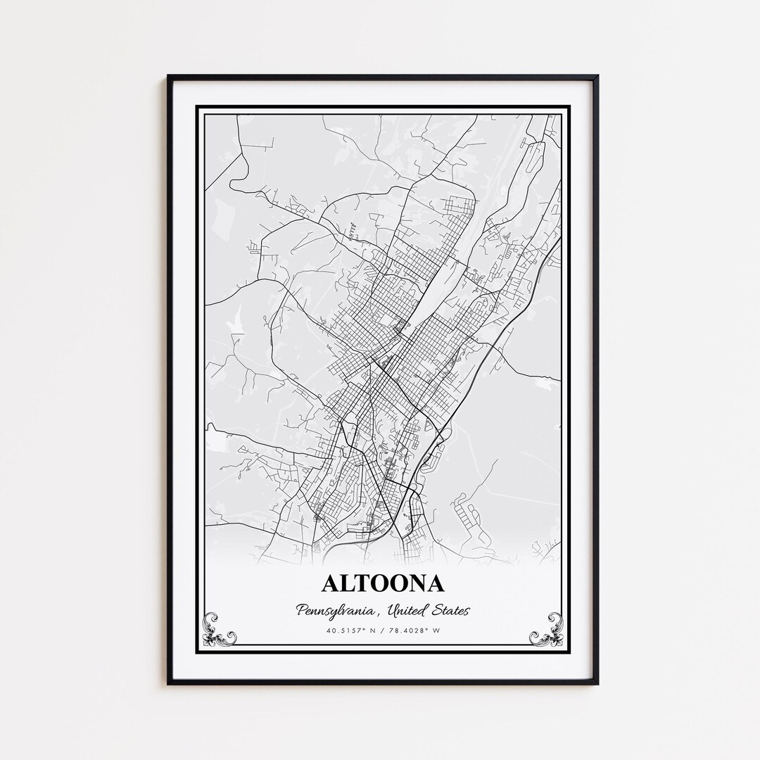 Altoona Map Print Altoona Wall Art Poster Altoona Custom Il L3mq 