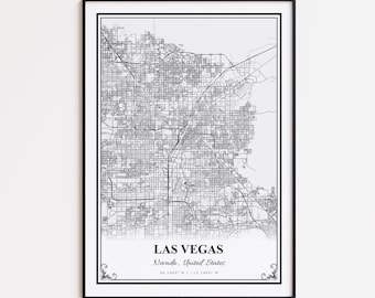 Las Vegas Map Print, Las Vegas Nevada Wall Art Poster, Las Vegas Custom Street Map, Las Vegas Map Gift, Las Vegas Modern Map Print