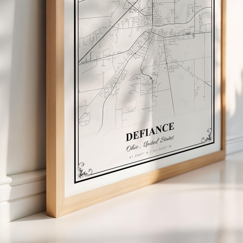 Defiance Map Print, Defiance Ohio Wall Art Poster, Defiance Custom ...