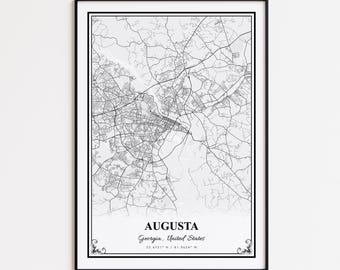 Augusta Karte Druck, Augusta Georgia Wandkunst Poster, Augusta Custom Street Map, Augusta Karte Geschenk, Augusta Road Map Poster