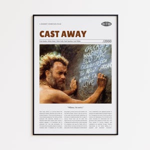 Cast Away, Robert Zemeckis, Retro Movie Poster, Custom Movie Poster