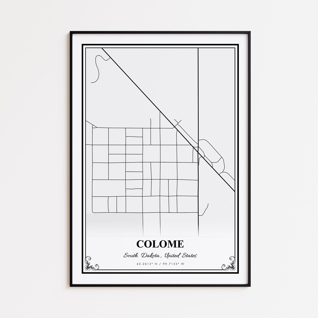 Colome Map Print, Colome South Dakota Wall Art Poster, Colome Custom ...