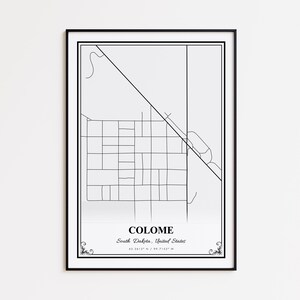 Colome Karte Druck, Colome South Dakota Wand Kunst Poster, Colome Benutzerdefinierte Straßenkarte, Colome moderne Karte Druck, Colome Karte Geschenk