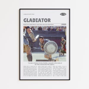 Gladiator, Ridley Scott, Retro Movie Poster, Custom Movie Poster