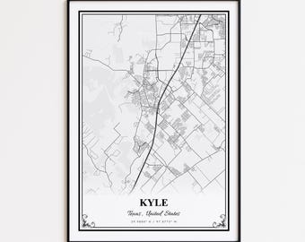 Kyle Map Print, Kyle Texas Wall Art Poster, Kyle Custom Street Map, Kyle Modern Map Print, Kyle Map Gift, Kyle Road Map Poster