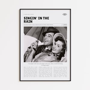 Singin&#39; in the Rain, Gene Kelly, Retro Movie Poster, Custom Movie Poster Print