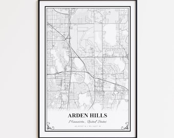 Arden Hills Karte Druck, Arden Hills Minnesota Wand Kunst Poster, Arden Hills benutzerdefinierte Straßenkarte, Arden Hills Karte Geschenk