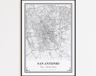San Antonio Map Print, San Antonio Texas Wall Art Poster, San Antonio Custom Street Map, San Antonio Modern Map Print, San Antonio Map Gift