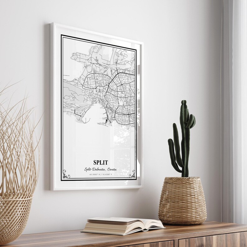 Split Map Print, Split Split-Dalmatia Wall Art Poster, Split Custom Street Map, Split Modern Map Print, Split Map Gift image 3