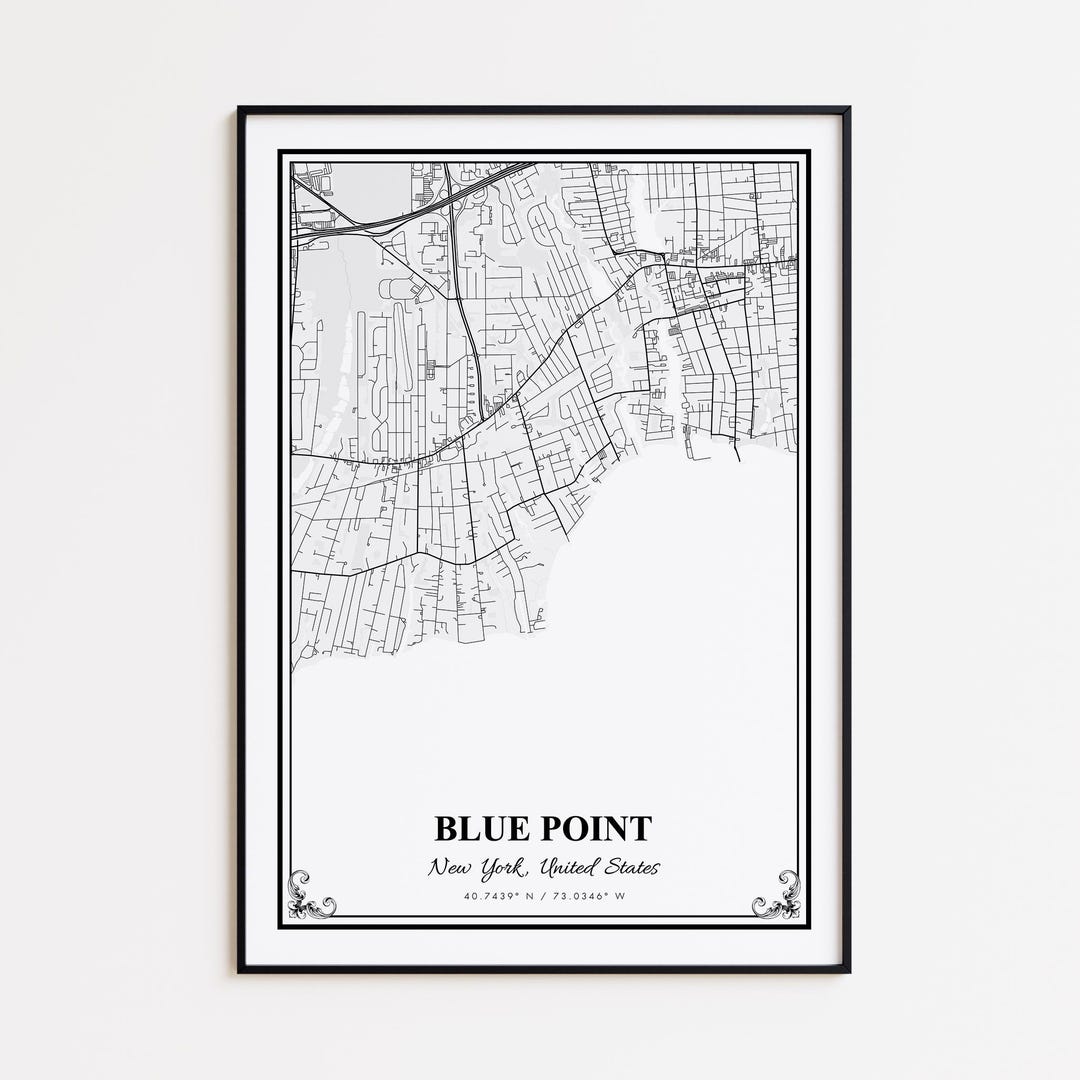 Blue Point Mappoint Sign Blue Point Map Print, Blue Point New York Wall Art Poster, Blue Point ...