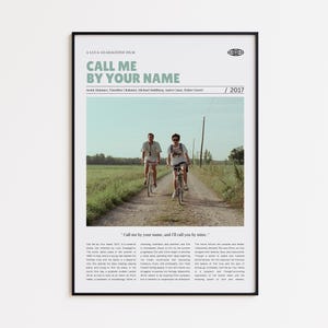 Call Me by Your Name, Luca Guadagnino, Retro Movie Poster, Custom Movie Poster Print