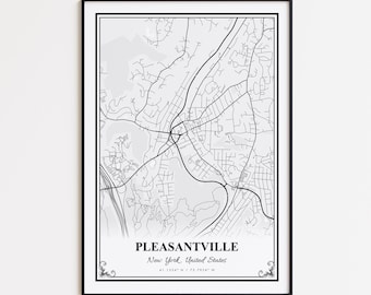 Pleasantville Karte Druck, Pleasantville New York Wand Kunst Poster, Pleasantville Custom Straßenkarte, Pleasantville Straßenkarte Poster