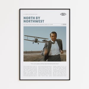 North by Northwest, Alfred Hitchcock, Retro Movie Poster, Custom Movie Poster