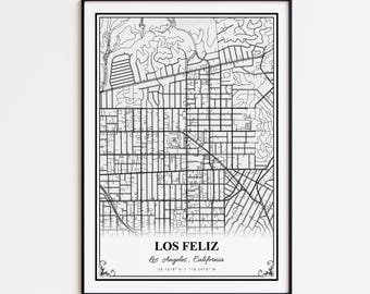 Los Feliz Map Print, Los Feliz Los Angeles Wall Art Poster, Los Feliz Custom Street Map, Los Feliz Map Gift, Los Feliz Modern Map Print