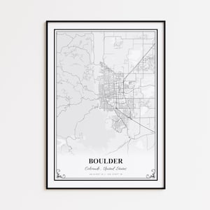 Stampa della mappa di Boulder, poster da parete di Boulder, Colorado, mappa stradale personalizzata di Boulder, stampa della mappa moderna di Boulder, regalo con mappa di Boulder
