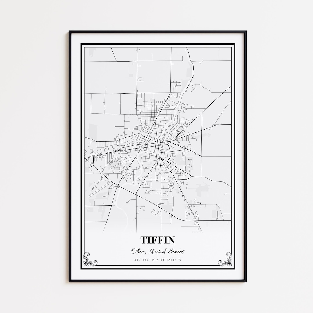 Tiffen Map.pdf Tiffin Map Print, Tiffin Ohio Wall Art Poster, Tiffin Custom Street Map ...