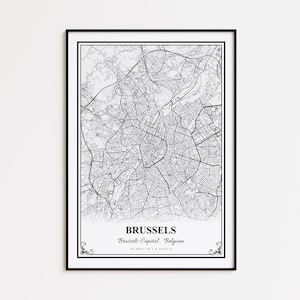 Brussels Map Print, Brussels Brussels-Capital Wall Art Poster, Brussels Custom Street Map, Brussels Modern Map Print, Brussels Map Gift