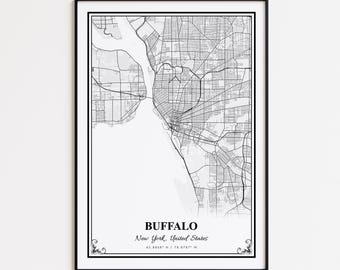 Buffalo Map Print, Buffalo New York Wall Art Poster, Buffalo Custom Street Map, Buffalo Modern Map Print, Buffalo Road Map Poster
