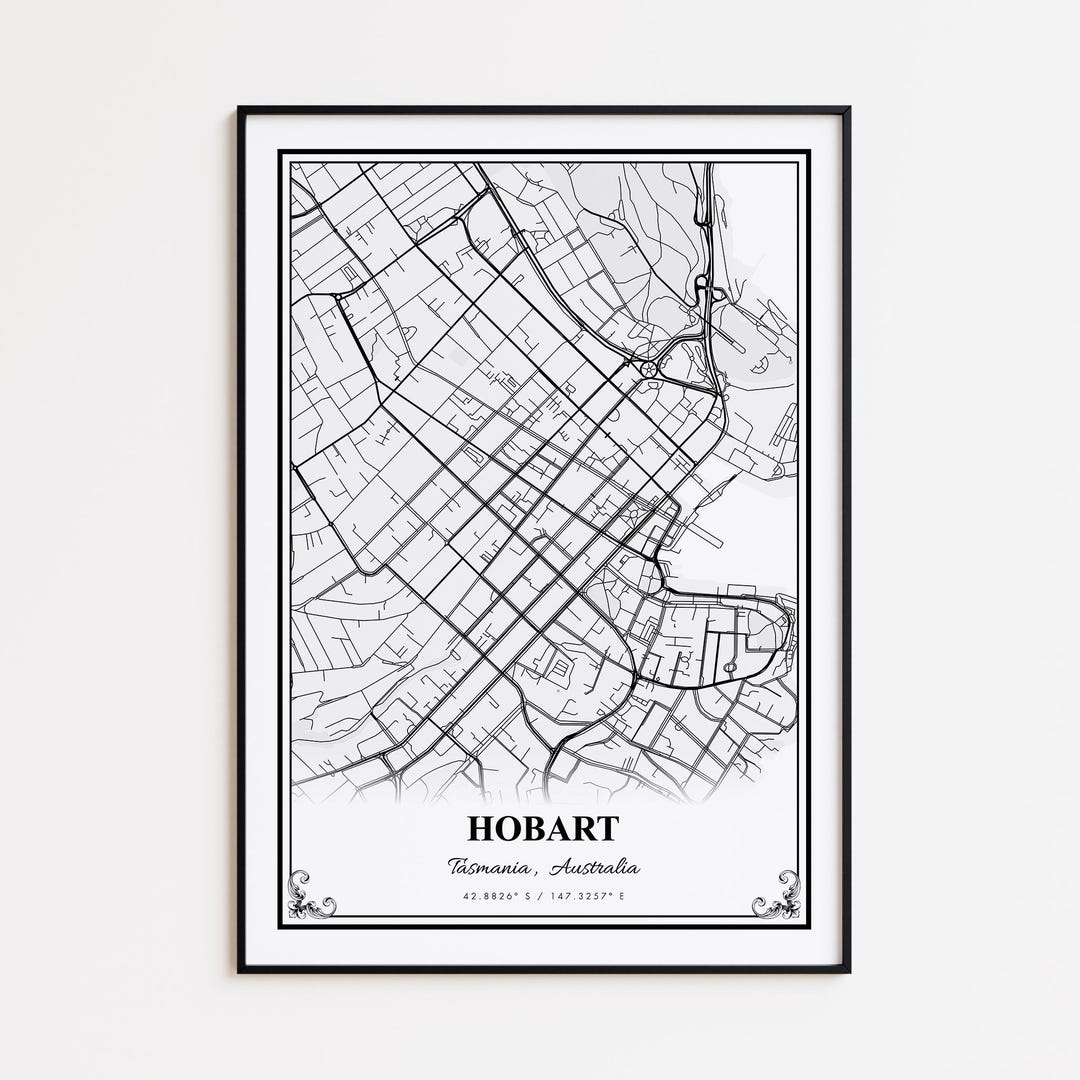 Hobart Map Print, Hobart Tasmania Wall Art Poster, Hobart Custom Street ...
