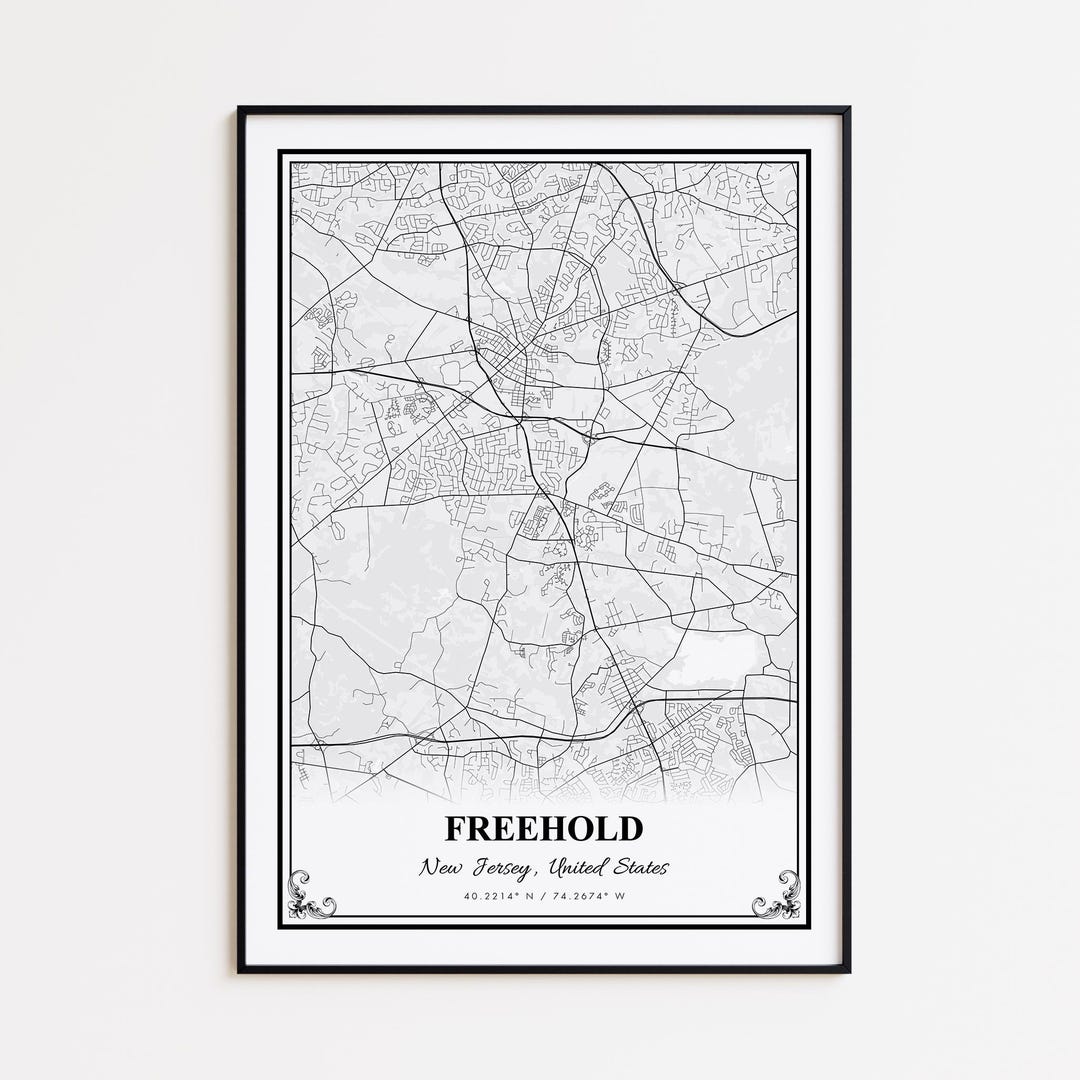 Freehold Map Print, Freehold New Jersey Wall Art Poster, Freehold ...