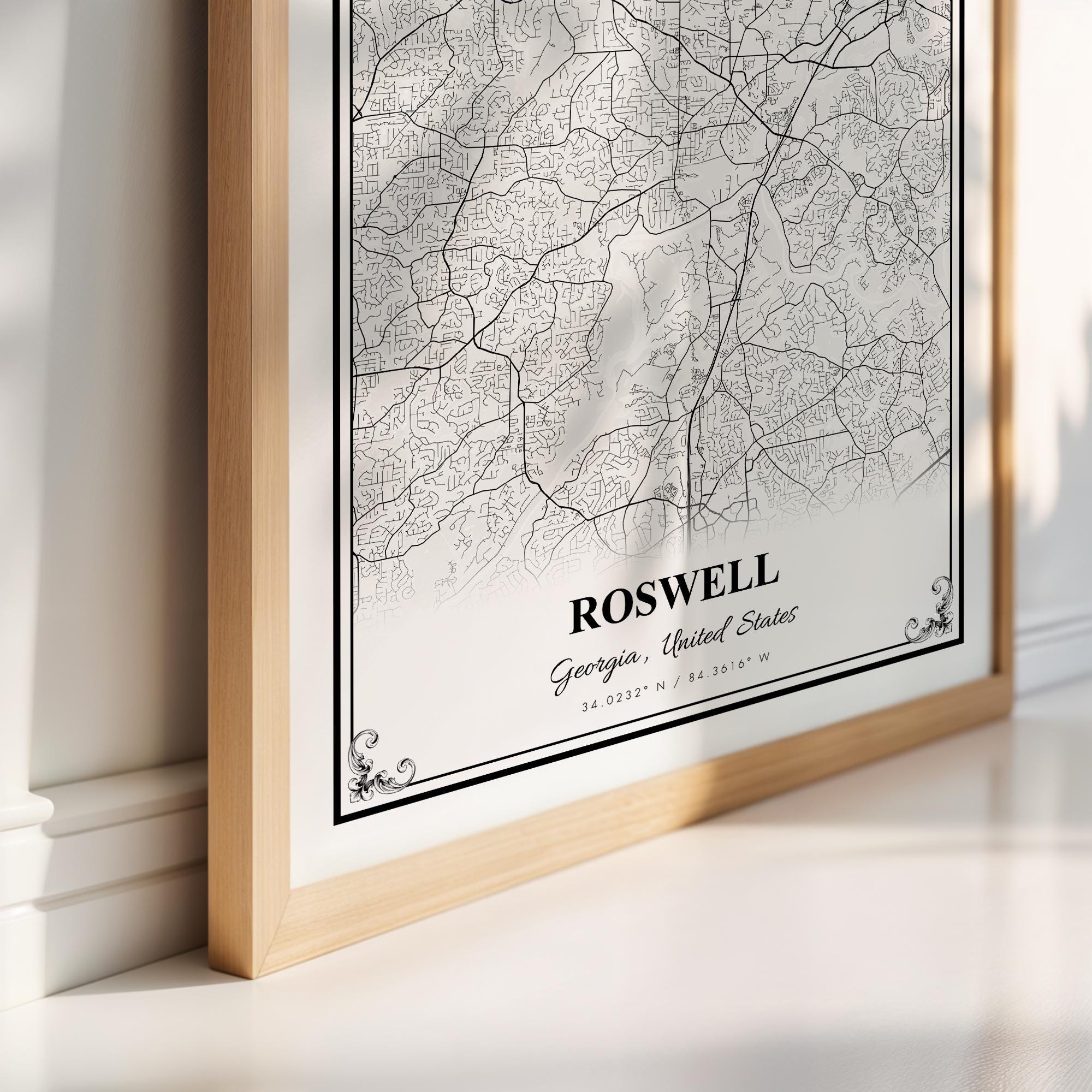 Rodwell Map Roswell Map Print, Roswell Georgia Wall Art Poster, Roswell Custom ...