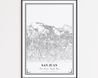 San Juan Map Print, San Juan Puerto Rico Wall Art Poster, San Juan Custom Street Map, San Juan Map Gift, San Juan Road Map Poster