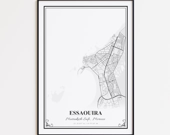 Essaouira Map Print, Essaouira Marrakesh-Safi Wall Art Poster, Essaouira Custom Street Map, Essaouira Modern Map Print, Essaouira Map Gift