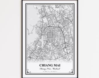 Chiang Mai Map Print, Chiang Mai Thailand Wall Art Poster, Chiang Mai Custom Street Map, Chiang Mai Map Gift, Chiang Mai Road Map Poster