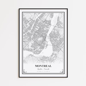 Stampa della mappa di Montreal, poster da parete di Montreal, Quebec, mappa stradale personalizzata di Montreal, poster della mappa stradale di Montreal, regalo con mappa di Montreal