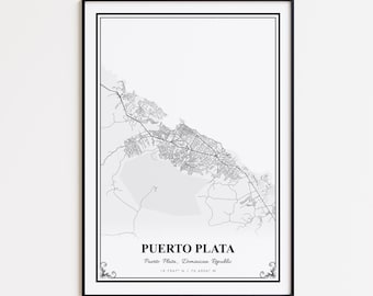 Puerto Plata Map Print, Puerto Plata Dominican Republic Wall Art Poster, Puerto Plata Custom Street Map, Puerto Plata Modern Map Print