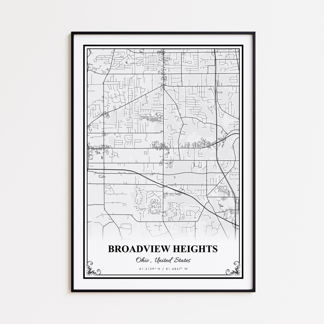 Broadview Heights Map Print, Broadview Heights Ohio Wall Art Poster ...