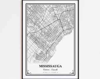 Mississauga Map Print, Mississauga Ontario Wall Art Poster, Mississauga Custom Street Map, Mississauga Modern Map Print