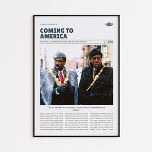 Coming to America, John Landis, Retro Movie Poster, Custom Movie Poster Print